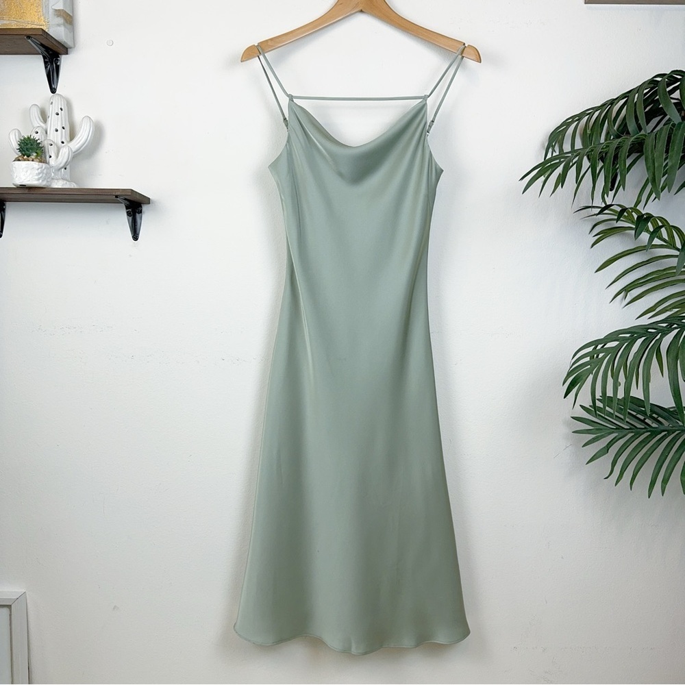 NWT J.ING Pistachio Draped Slip Midi Dress Size XS - Picture 4 of 8